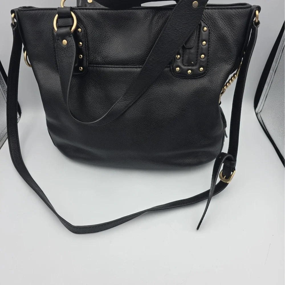 Michael Kors Large Black Leather Studded Convertible Tote Crossbody Shoulder Bag
